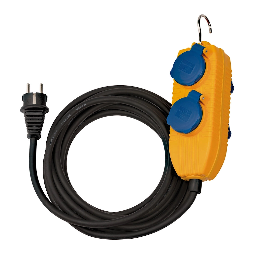 Brennenstuhl Baustellenkabel mit Powerblock 4-fach 5m IP54 (1169200010) Ansicht von oben mit zusammengerollten Kabel