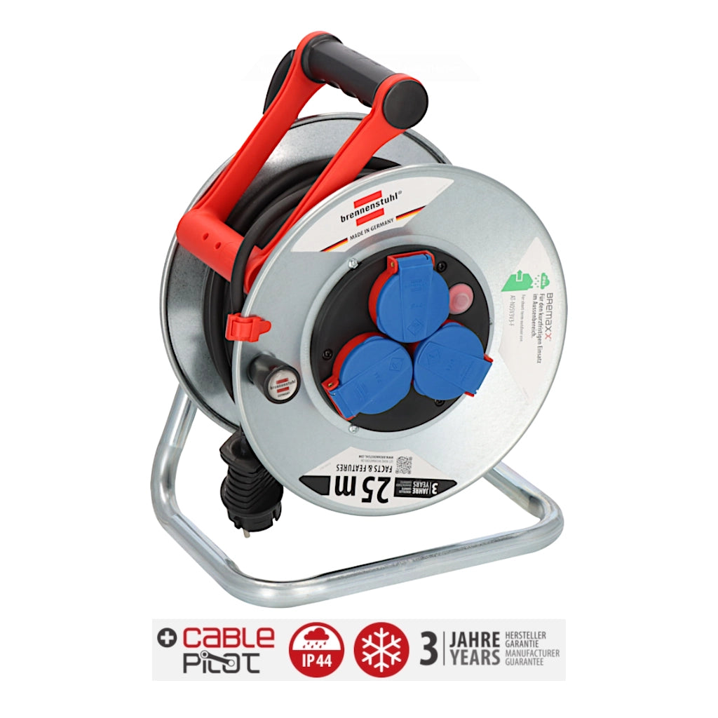 Brennenstuhl Kabeltrommel Garant S 3-fach 25m IP44 (1198580) Vorderansicht schräg
