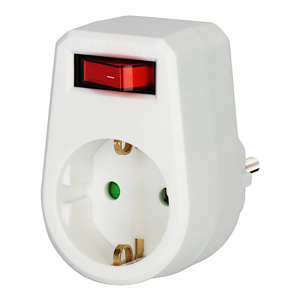 Brennenstuhl Steckdosenadapter mit Schalter weiß (1508070) Vorderansicht