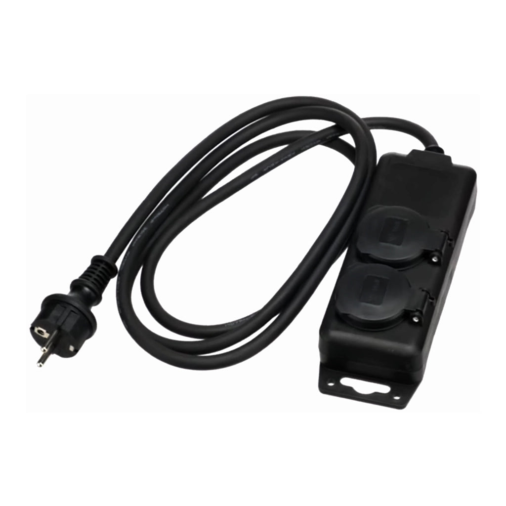 Brennenstuhl Steckdosenleiste 2-fach IP44 schwarz (1159930) Ansicht schräg von vorn mit Zuleitung