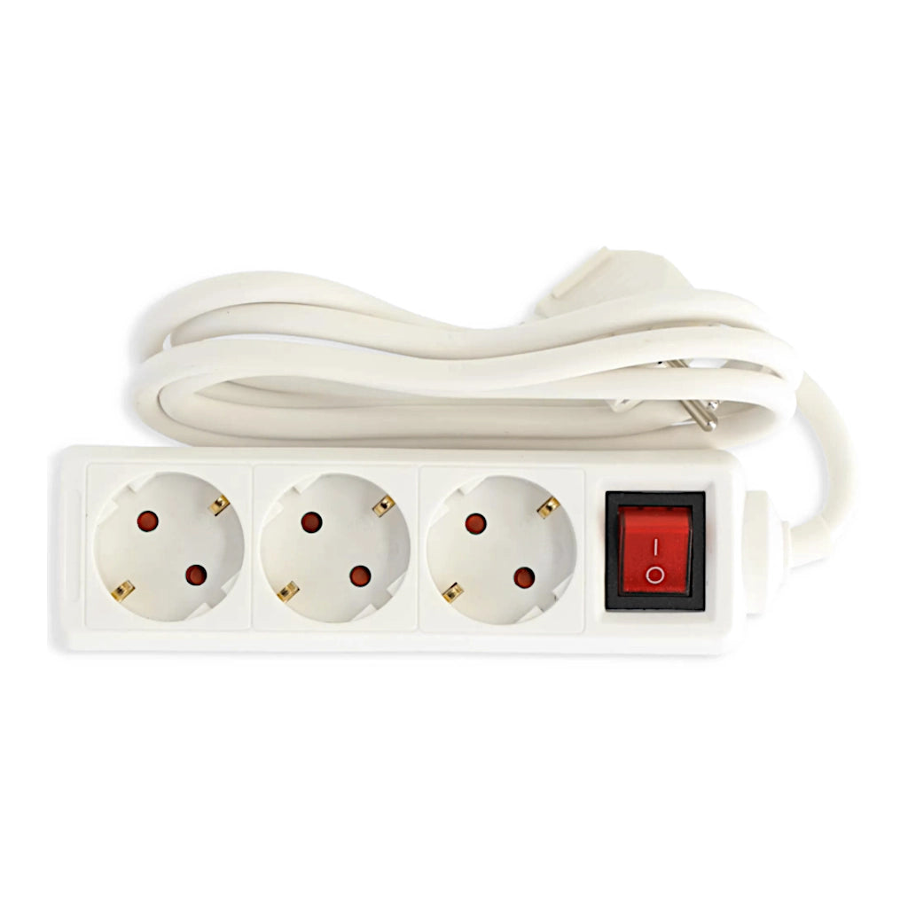 Brennenstuhl Steckdosenleiste 3-fach 1,4m weiß mit Schalter (1550620413) Ansicht von oben mit aufgewickeltem Kabel