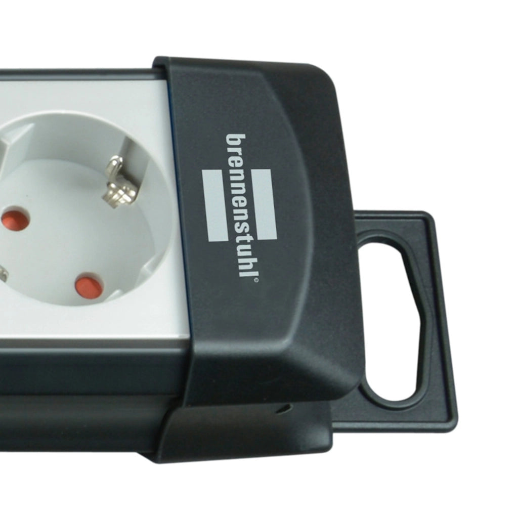 Brennenstuhl Steckdosenleiste 4-fach mit Schalter 5m grau/schwarz (1951540101) Nahaufnahme von der Aufhängeöse