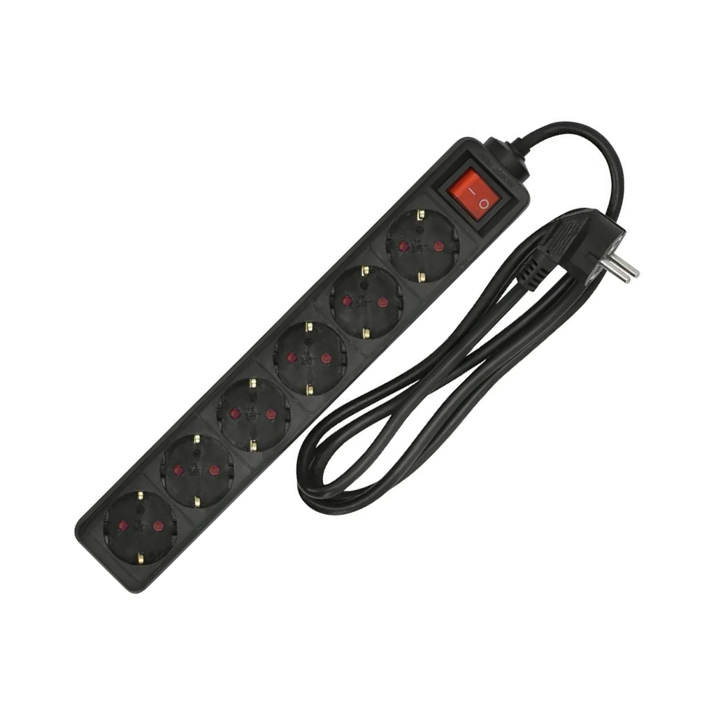 Brennenstuhl Steckdosenleiste 6-fach 1,4m schwarz mit Schalter (1550600416) Ansicht von oben mit Kabel
