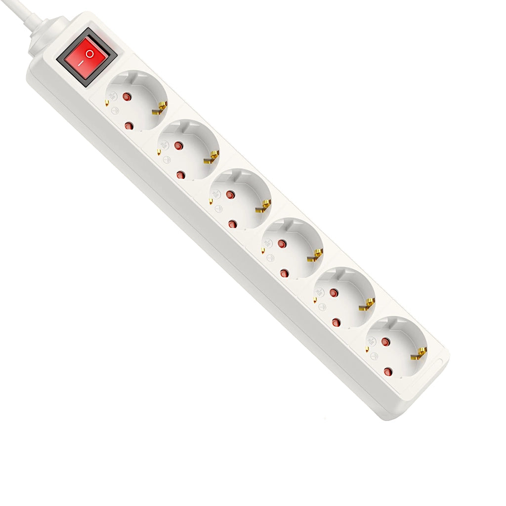 Brennenstuhl Steckdosenleiste 6-fach 1,4m weiß mit Schalter (1550620416) Ansicht schräg von links