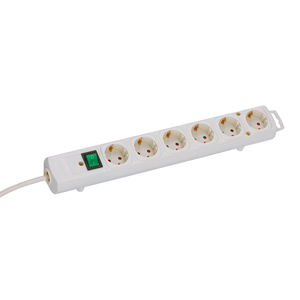 Brennenstuhl Steckdosenleiste 6-fach mit Schalter 2m weiß (1153320100) Ansicht schräg von oben