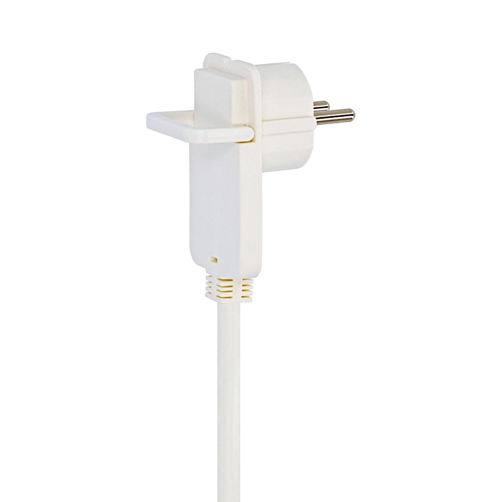 Brennenstuhl Steckdosenleiste 6-fach mit Schalter 2m weiß (1153320100) Nahaufnahme vom Flachstecker mit abgeklappten Abzugsbügel