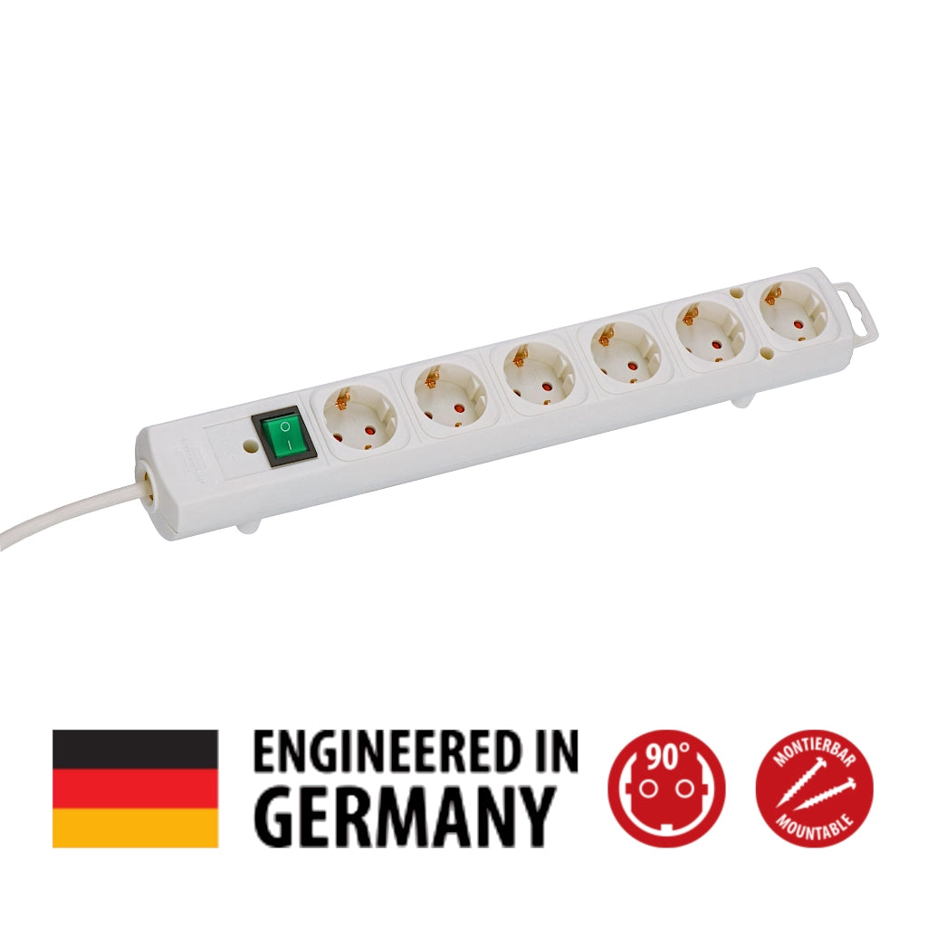 Brennenstuhl Steckdosenleiste 6-fach mit Schalter 2m weiß (1153320100) Ansicht schräg von oben