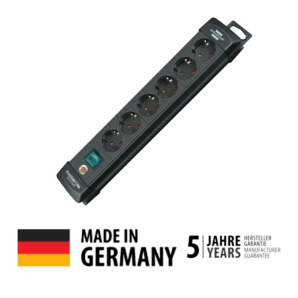 Brennenstuhl Steckdosenleiste 6-fach mit Schalter 3m schwarz (1951160100) Draufsicht