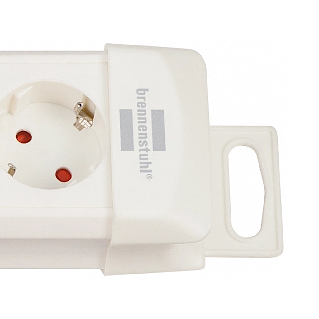 Brennenstuhl Steckdosenleiste 6-fach mit Schalter 3m weiß (1952260100) Nahaufnahme von der Aufhänge-Vorrichtung