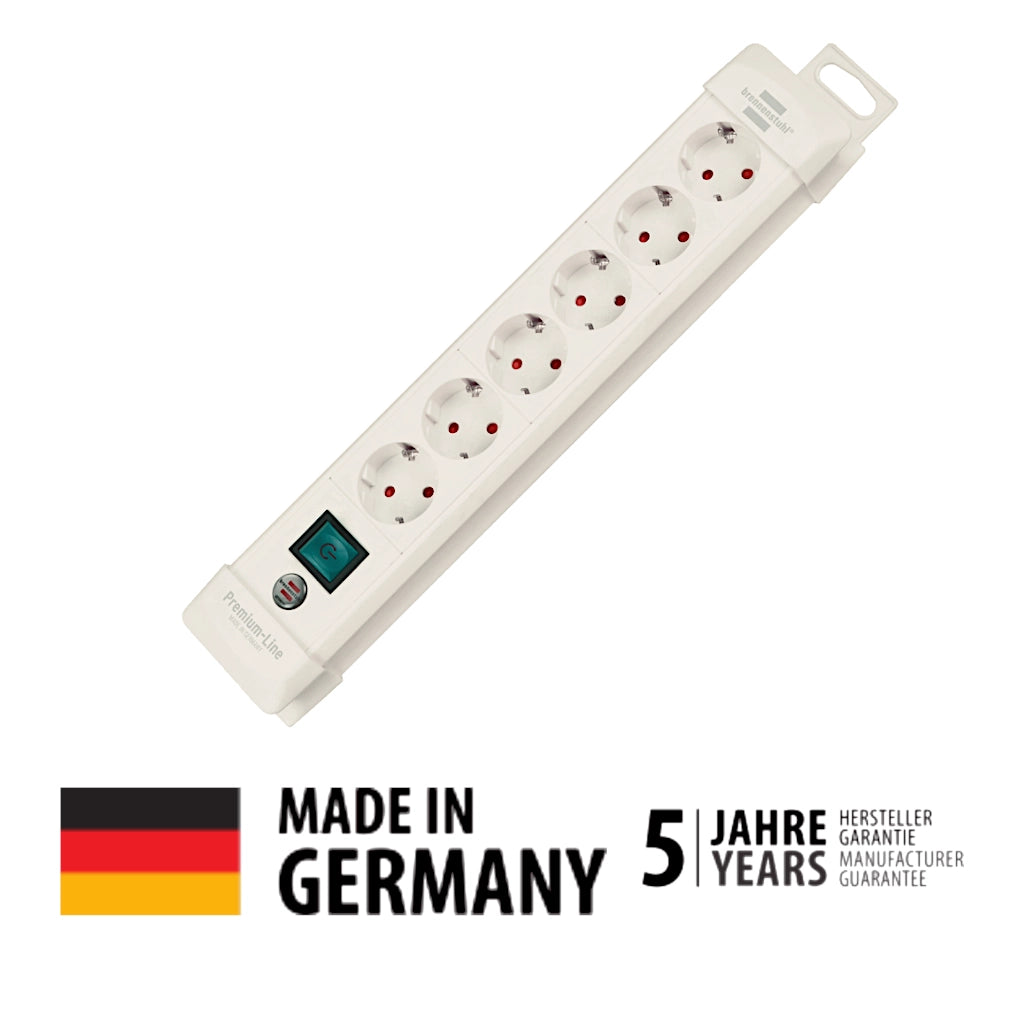 Brennenstuhl Steckdosenleiste 6-fach mit Schalter 3m weiß (1952260100) Vorderansicht