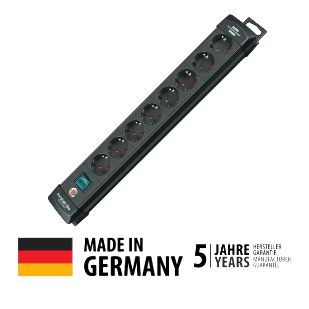 Brennenstuhl Steckdosenleiste 8-fach mit Schalter 3m schwarz (1951180100) Draufsicht