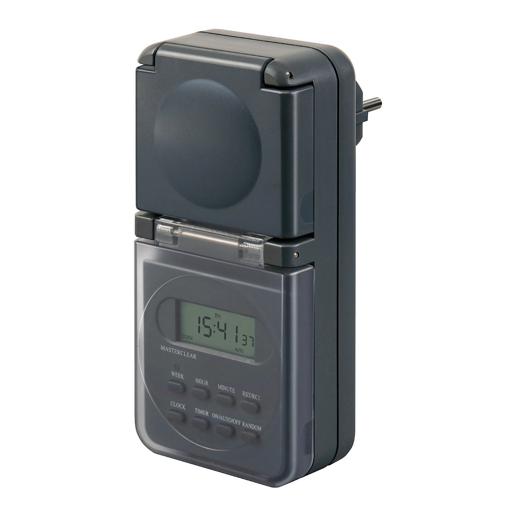 Brennenstuhl digitale Zeitschaltuhr BDZ44 anthrazit IP44 (1506706) Ansicht schräg von vorn