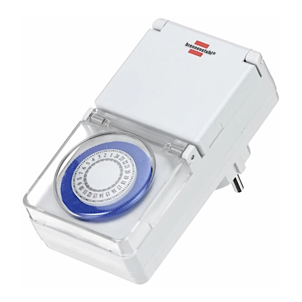 Brennenstuhl mechanische Zeitschaltuhr MMZ44 weiß IP44 (1506170) Ansicht schräg von oben rechts