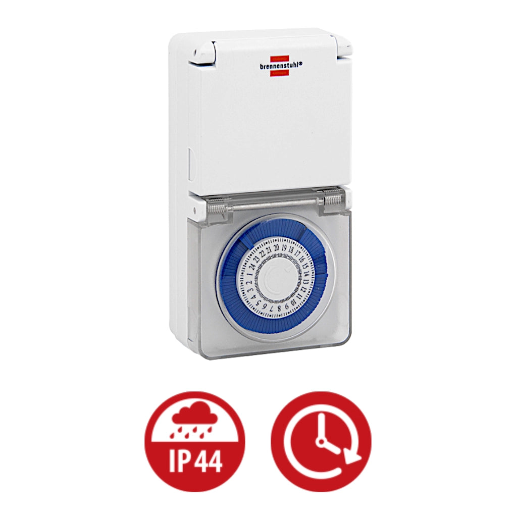 Brennenstuhl mechanische Zeitschaltuhr MMZ44 weiß IP44 (1506170) Vorderansicht
