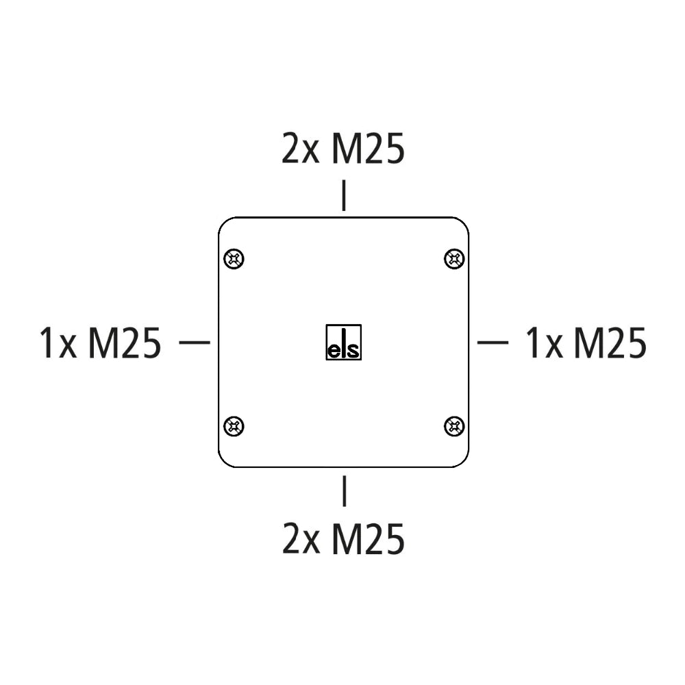 Spelsberg Abzweigdose Aufputz Feuchtraum technische Zeichnung mit Angabe der Leitungseinführungen