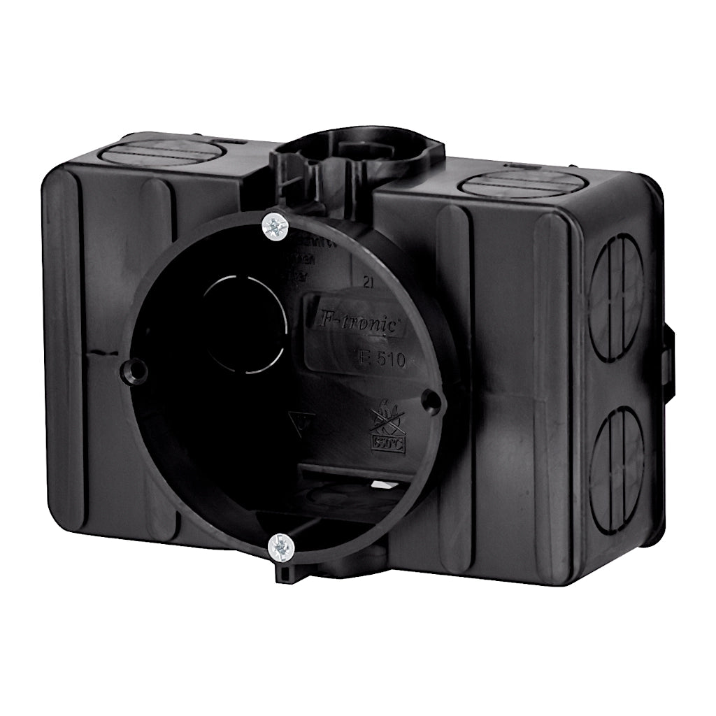 f-tronic Geräte-Verbindungsdose E510 (7310063) Vorderansicht schräg von oben