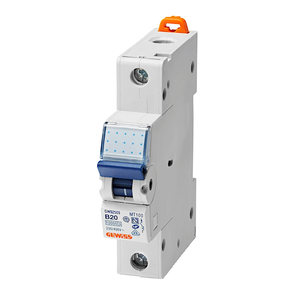 Gewiss Leitungsschutzschalter MT100 B20A (GW92509) Vorderansicht