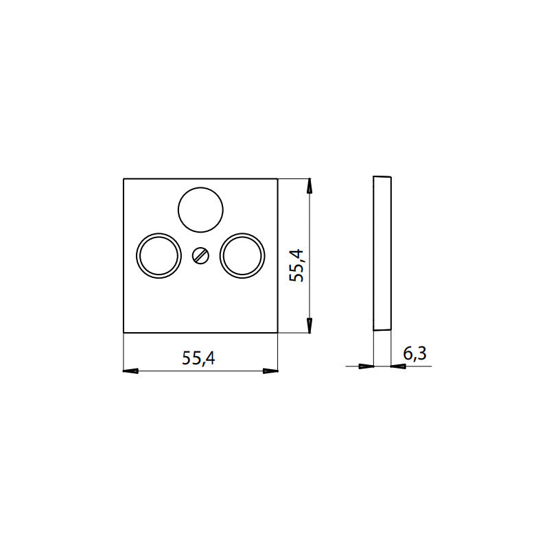 Kopp Athenis anthrazit Abdeckung Antennendose TV/RF (373515187) Abmessungen