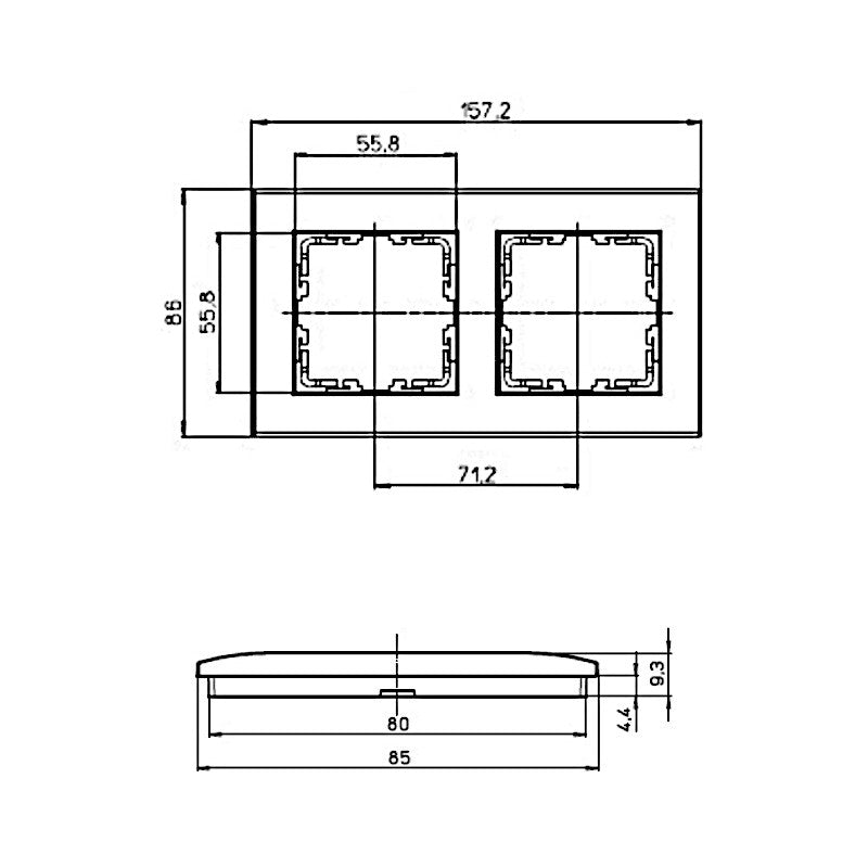 Kopp Athenis stahl Rahmen 2-fach (402647069) Abmessungen