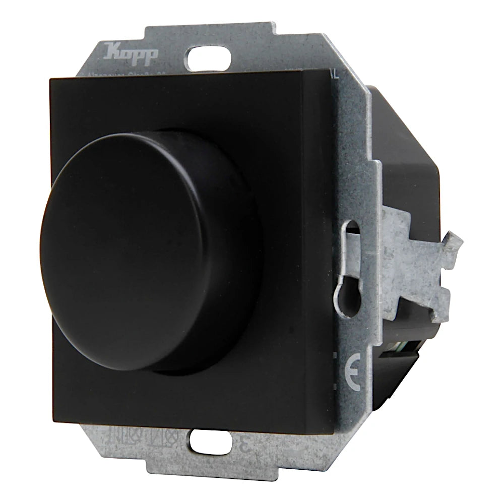 Kopp Athenis schwarz matt Dimmer Universal LED 3-100 Watt Ansicht schräg
