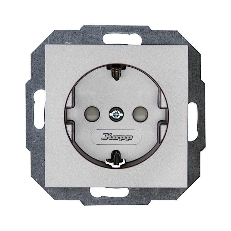 Kopp Athenis stahl Steckdose mit Berührungsschutz (940047086)