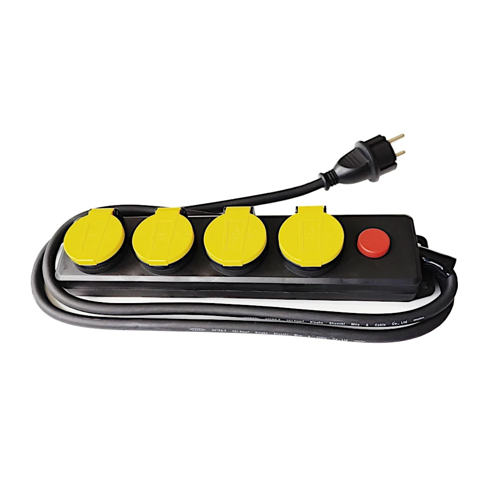 Kopp Feuchtraum Steckdosenleiste 4-fach mit Schalter schwarz Seitenansicht