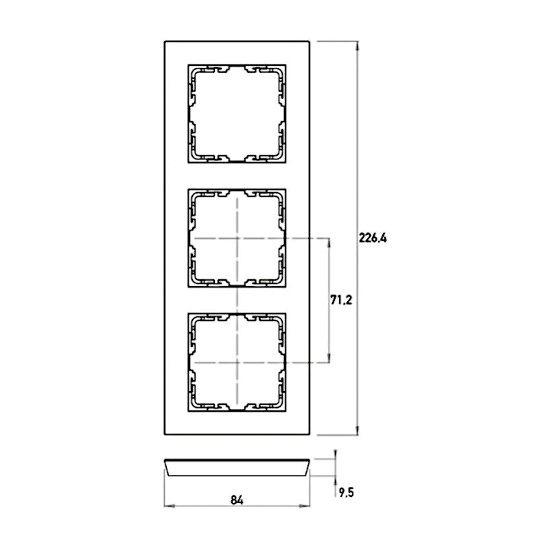 Kopp Athenis anthrazit HK07 PURE Rahmen 3-fach Abmessungen