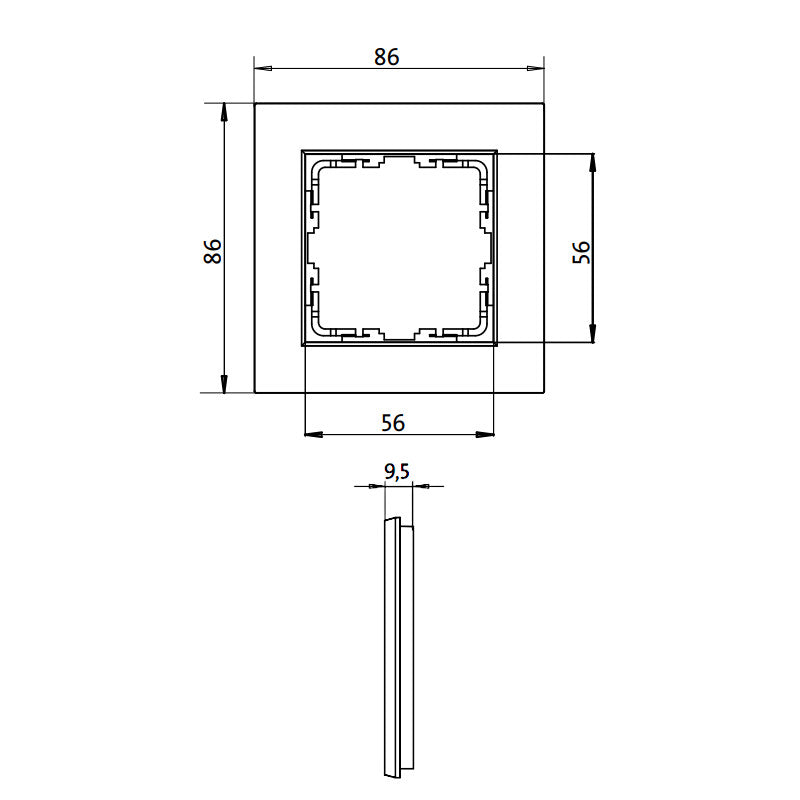Kopp Athenis reinweiß HK07 Rahmen 1-fach (402129000) Abmessungen