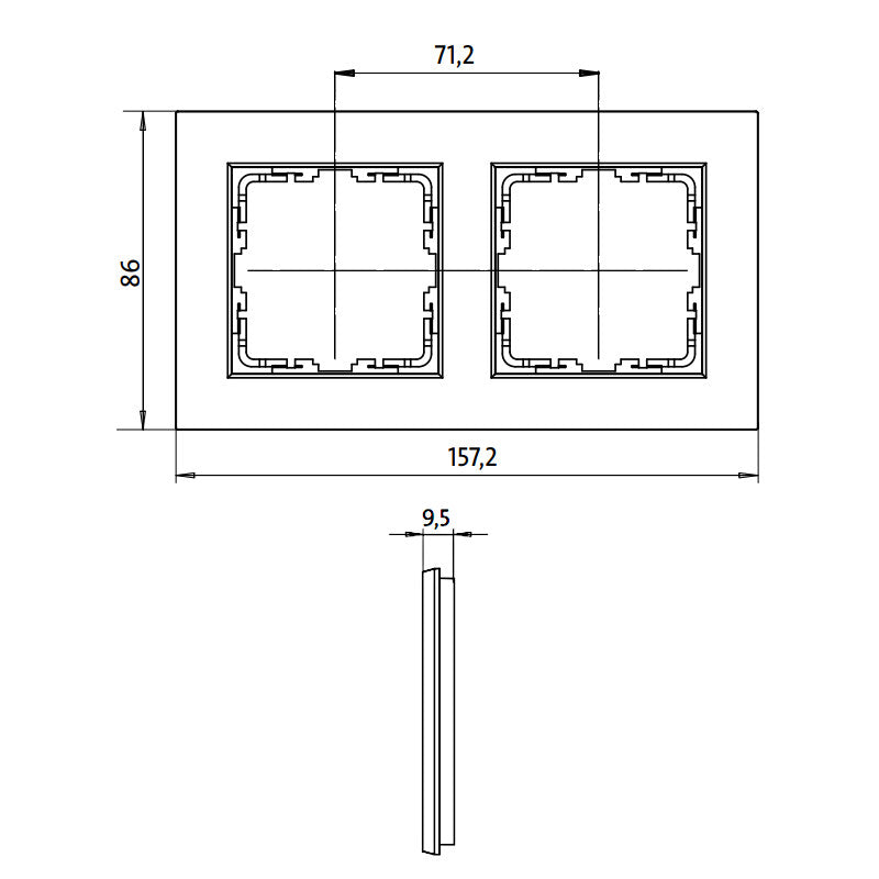 Kopp Athenis reinweiß HK07 Rahmen 2-fach (402629005) Abmessungen