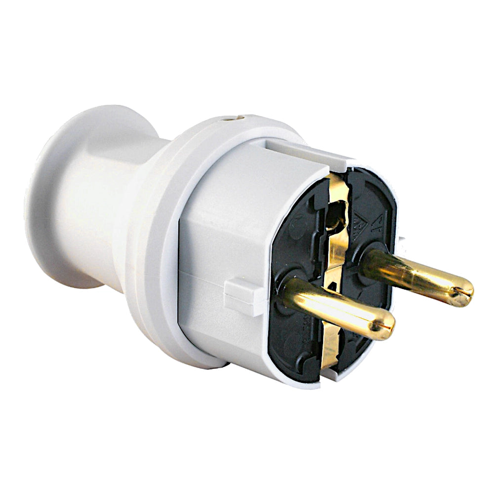 Kopp Kunststoff Stecker grau IP44 (179704006) Ansicht schräg von vorn rechts