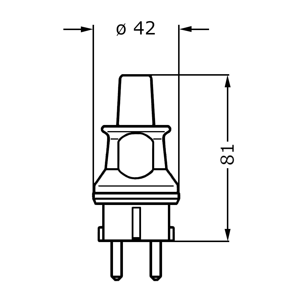 Kopp Kunststoff Stecker grau IP44 (173004009) technische Zeichnung mit Abmessungen