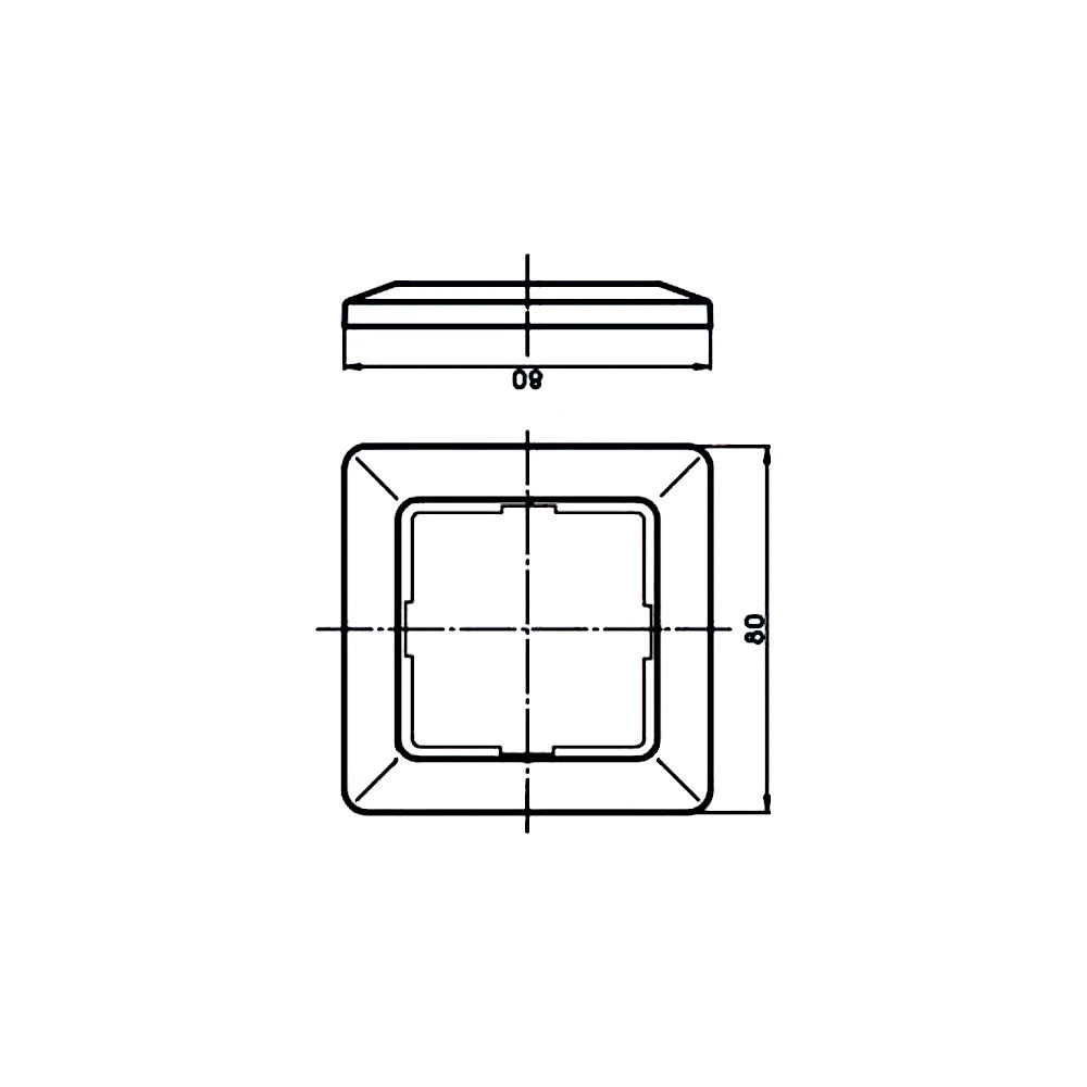 Kopp Milano weiß Rahmen 1-fach technische Zeichnung mit Abmessungen