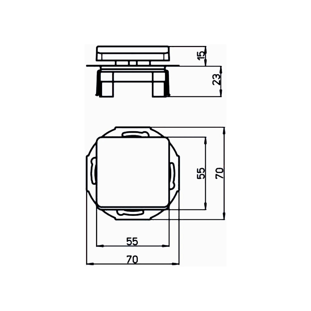Kopp Milano weiß Blindabdeckung technische Zeichnung mit Abmessungen