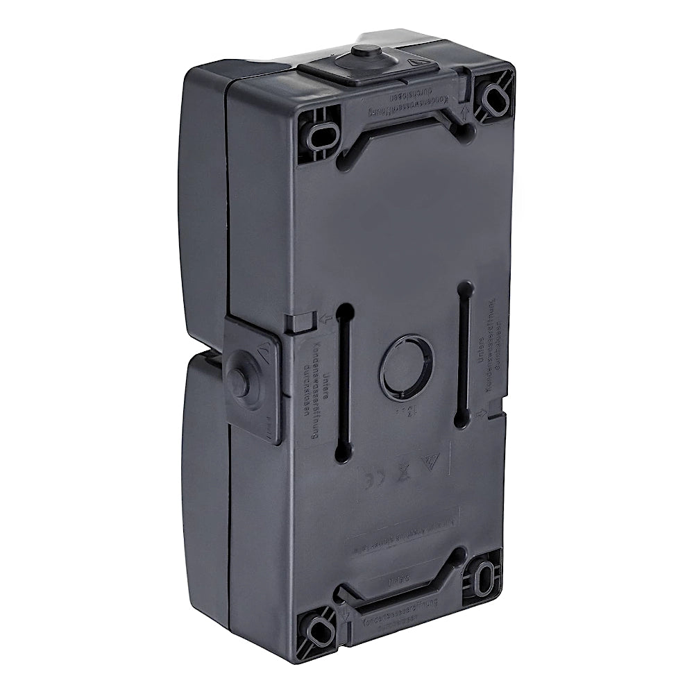 Kopp Nautic anthrazit Steckdose mit Berührungsschutz 2-fach senkrecht (136915009) Ansicht schräg von hinten