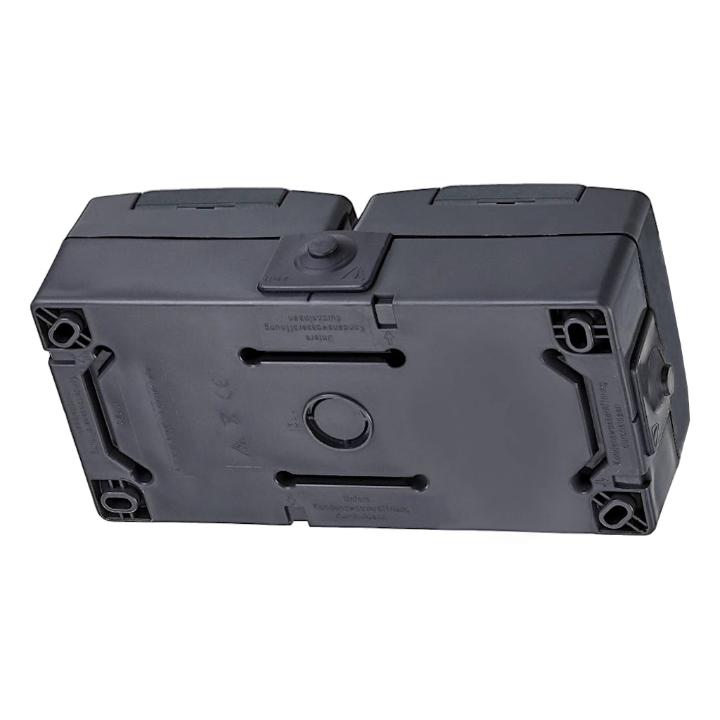 Kopp Nautic anthrazit Steckdose mit Berührungsschutz 2-fach waagerecht (137015003) Rückansicht schräg von oben