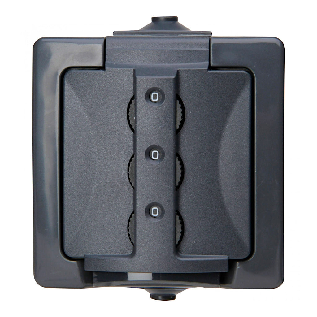 Kopp Nautic anthrazit Steckdose mit Berührungsschutz + Zahlenschloss (955015016) Vorderansicht