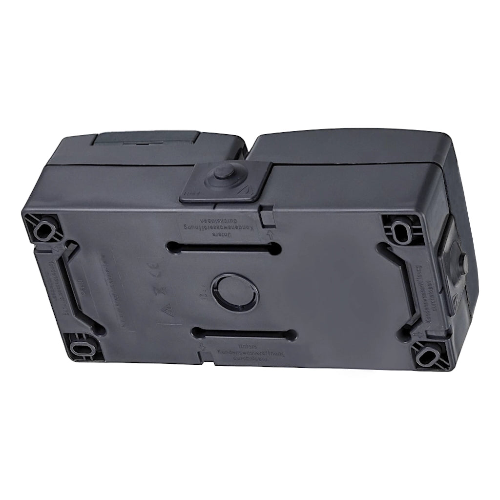 Kopp Nautic anthrazit Aus-Wechselschalter + Steckdose waagerecht Rückansicht schräg von oben