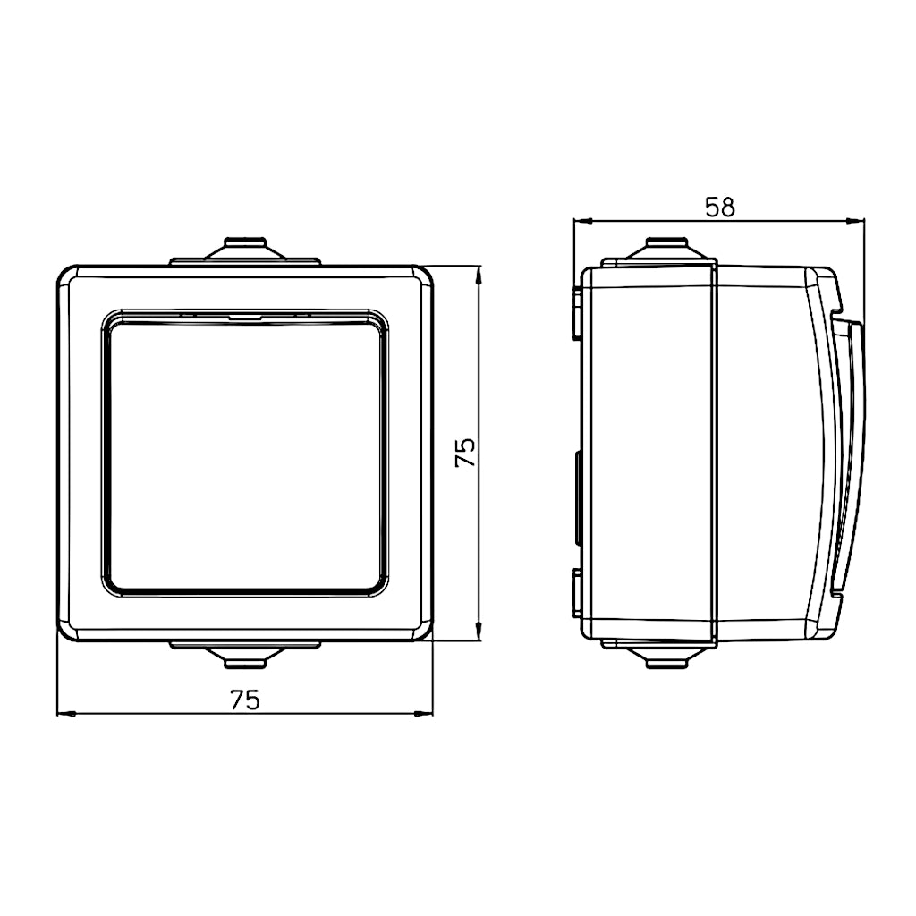 Kopp Nautic arktisweiß Aus-Wechselschalter (565602002) technische Zeichnung mit Abmessungen