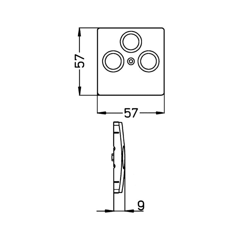 Kopp Paris silber Abdeckung Antennendose SAT/TV/RF (335020188) Abmessungen