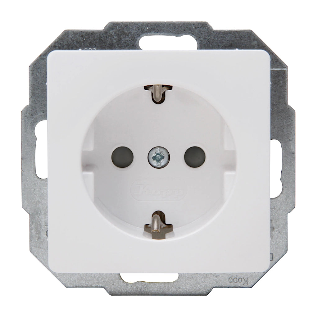 Kopp Paris arktisweiß Steckdose mit erhöhtem Berührungsschutz Vorderansicht