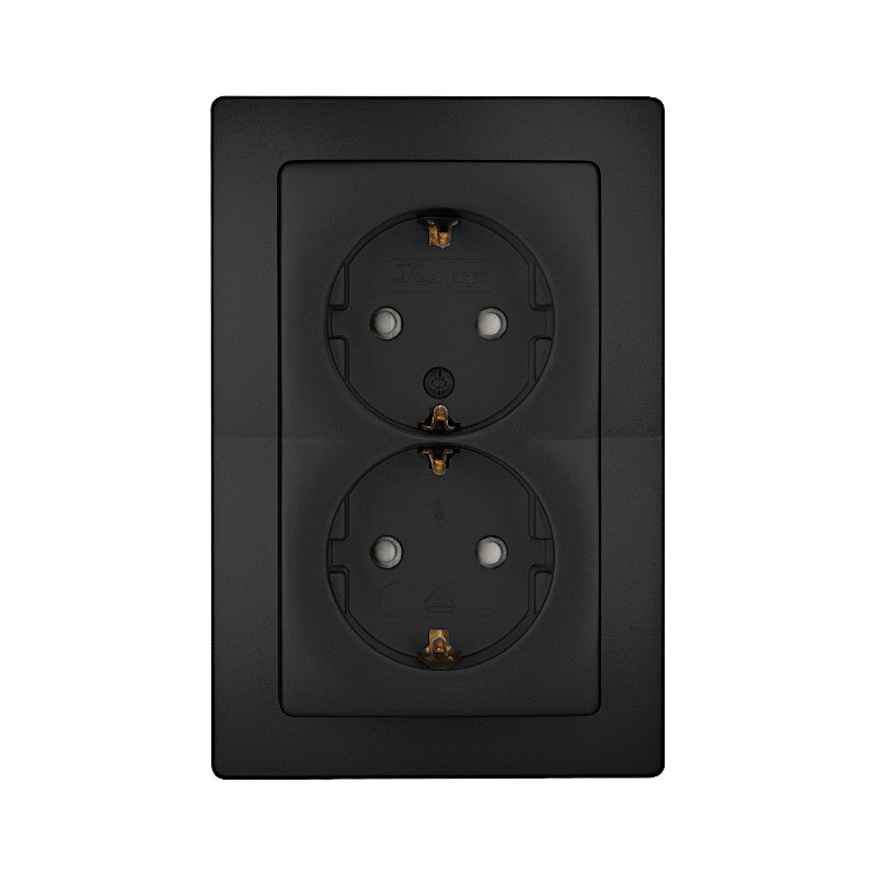 Kopp Paris mattschwarz Steckdose mit Berührungsschutz 2-fach