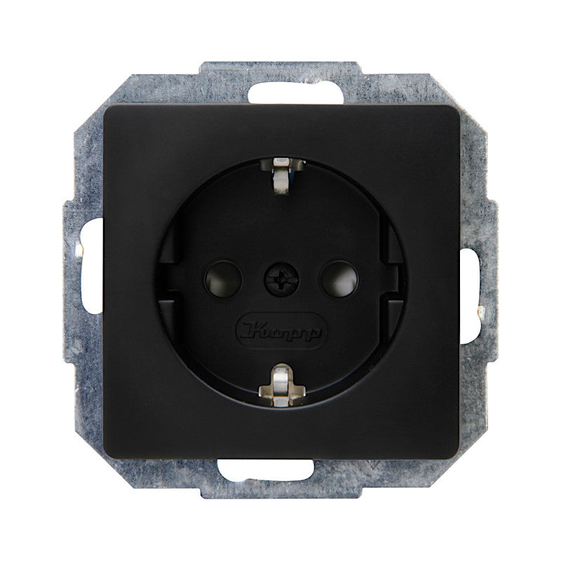 Kopp Paris mattschwarz Steckdose mit Berührungsschutz