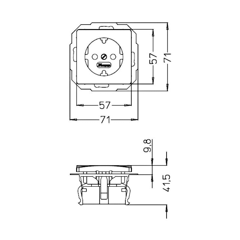 Kopp Paris silber Steckdose (923520004) Abmessungen