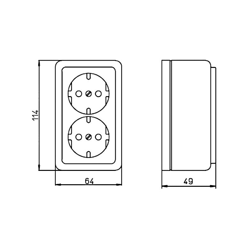 Kopp Standard schwarz Steckdose 2-fach (102505005) Abmessungen