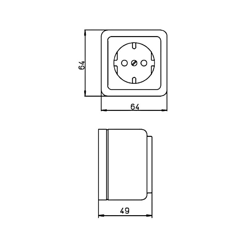 Kopp Standard schwarz Steckdose 1-fach (101805003) Abmessungen