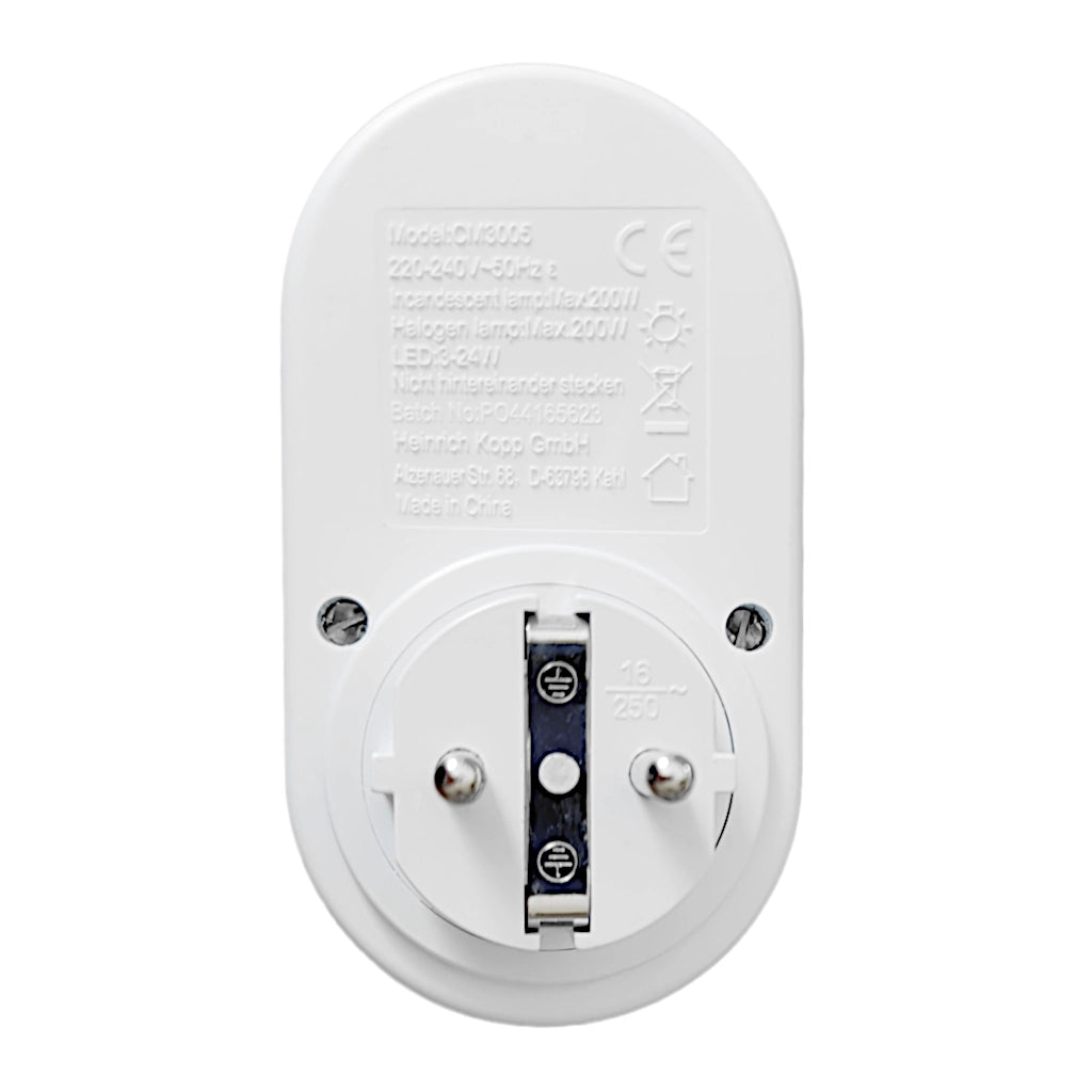 Kopp Steckdosenadapter mit LED Dimmer weiß (470172081) Rückansicht