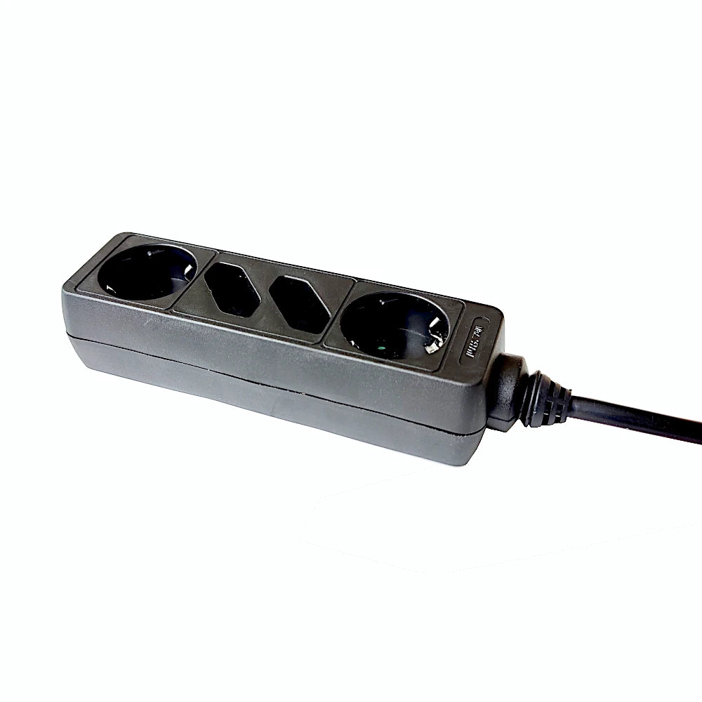 Kopp Steckdosenleiste 2+2-fach schwarz Ansicht schräg von der Seite