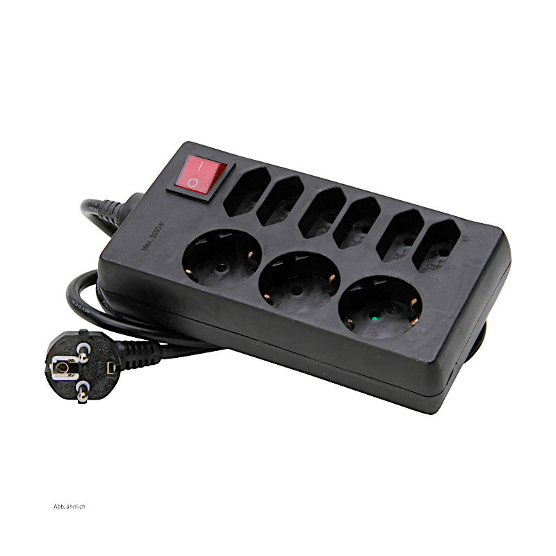 Kopp Steckdosenleiste 3+6-fach mit Schalter schwarz (129805005)