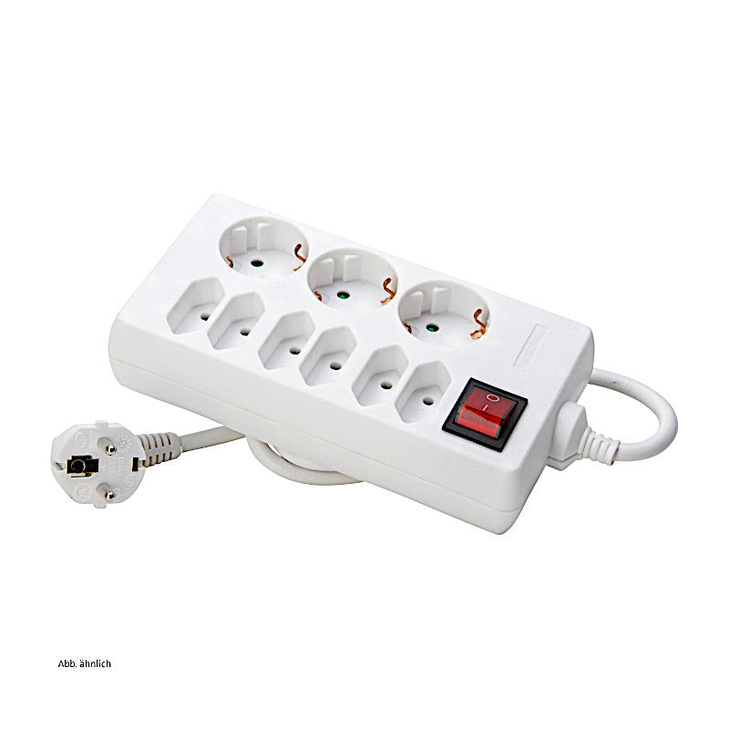 Kopp Steckdosenleiste 3+6-fach mit Schalter weiss (129802002)