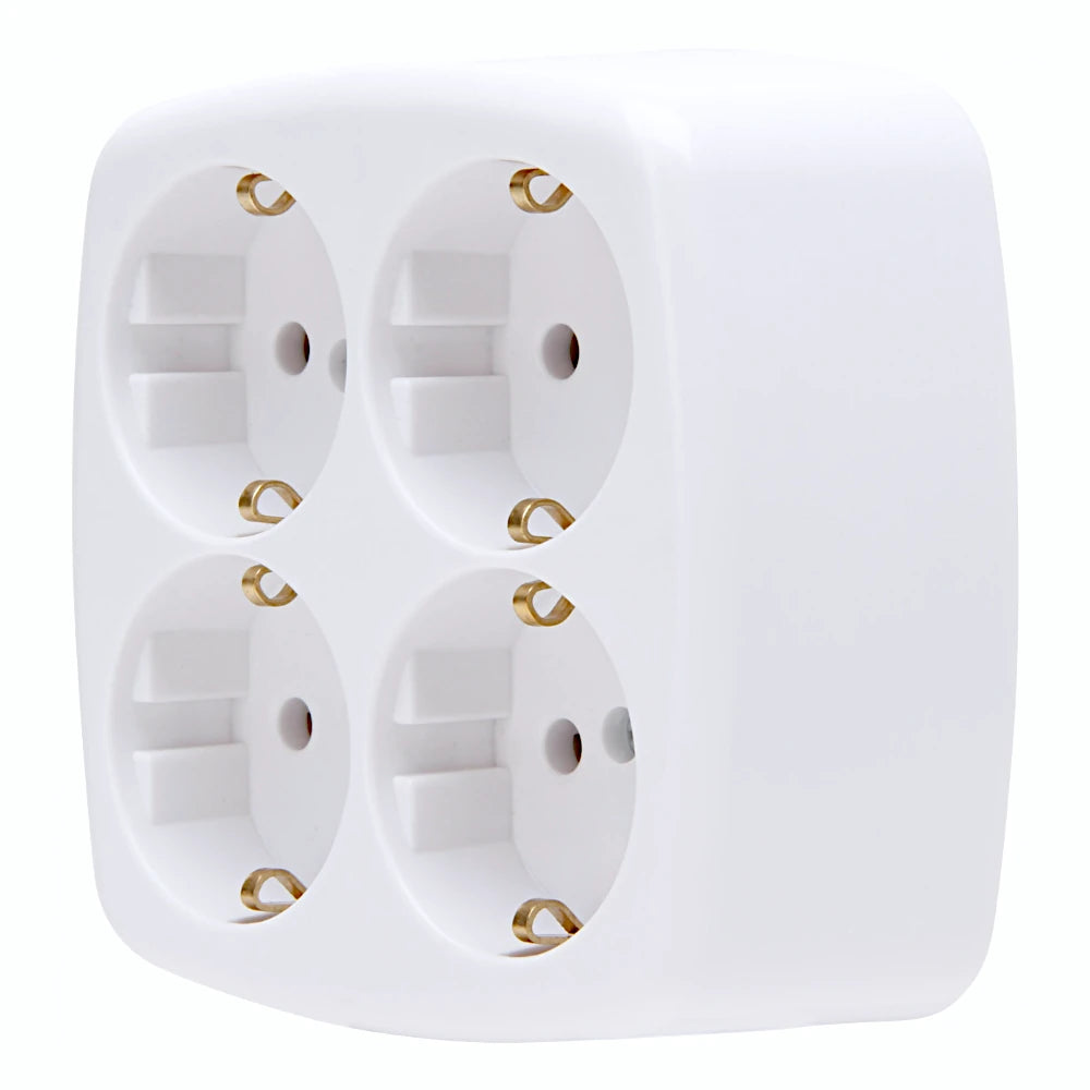 Kopp Steckdosenleiste 4-fach ohne Zuleitung weiß Ansicht schräg von der Seite